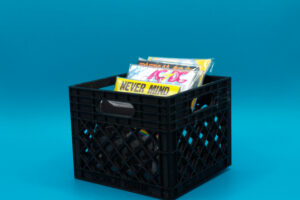 Record Crate with Mini Record Magnets